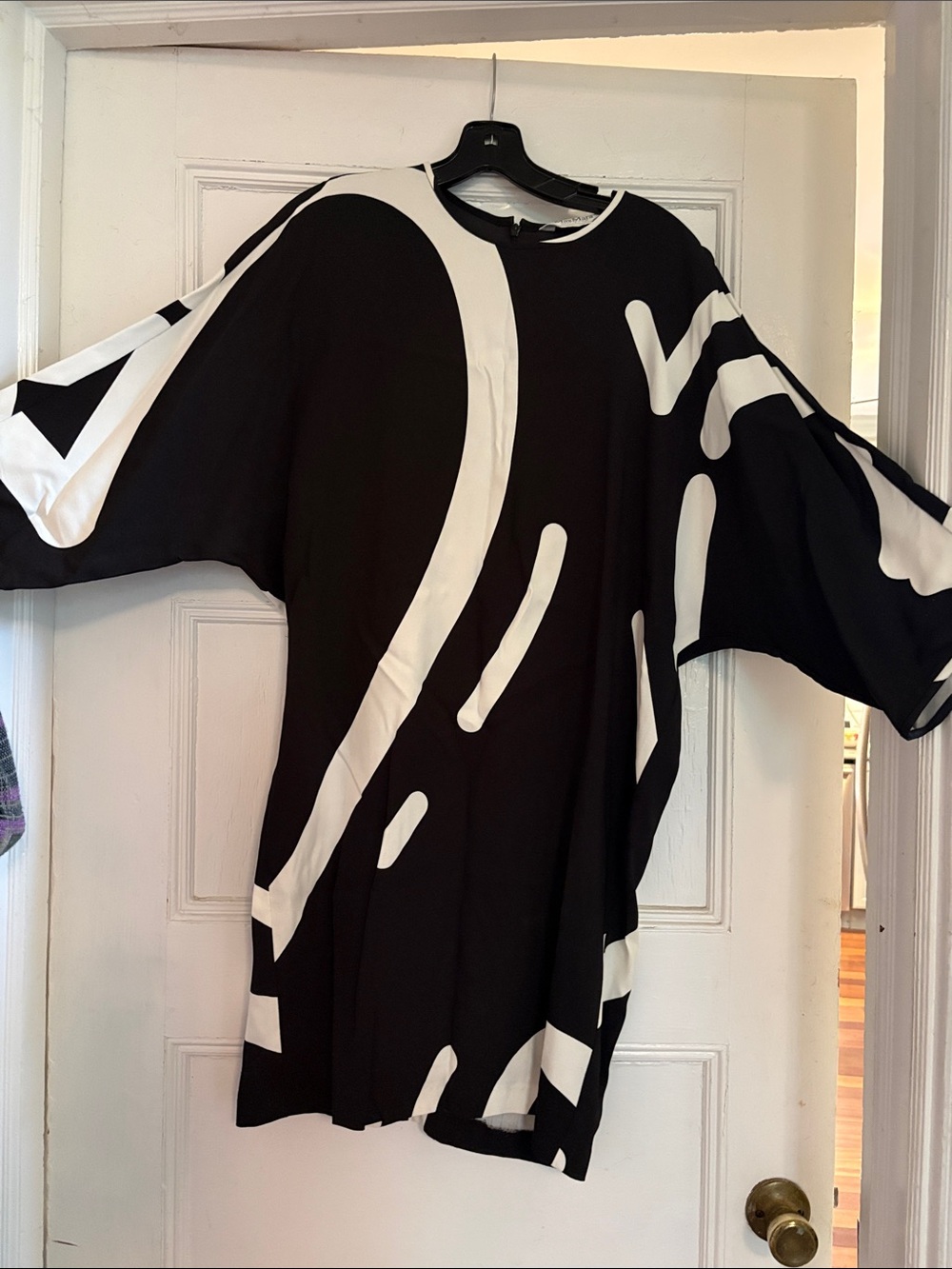 MaxMara Black and White Graphic silk Shift Dress